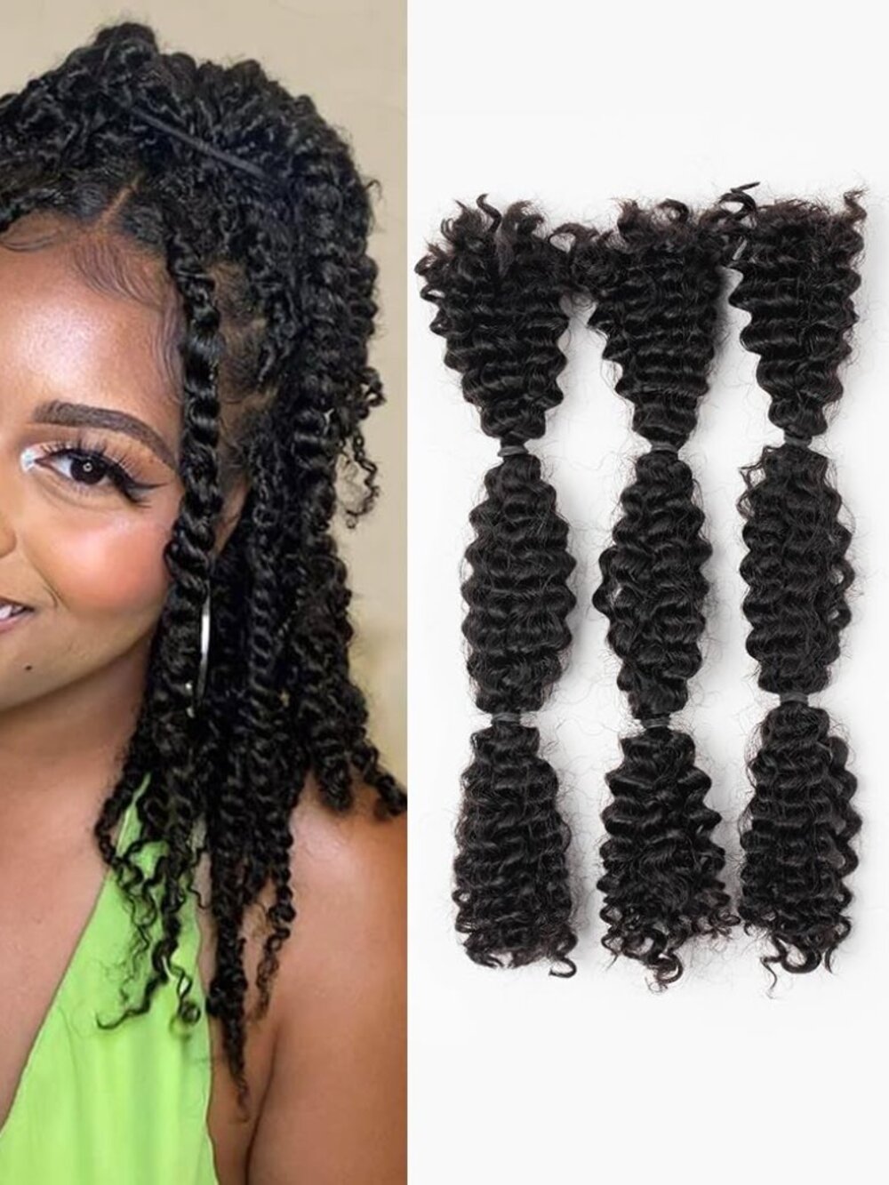 QVR Queen Virgin Remy Pro Kinky Curly 22" 3C Bulk Human Hair Extensions  Natural